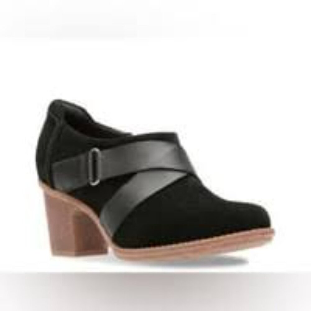 Clarks Collection Emmes Black Suede Leather Ankle Bootie Size 9M